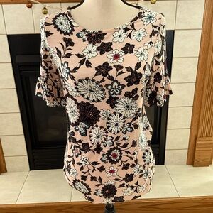 Loft Outlet Short Sleeve Floral Print Top, Women’s Sz Small Petite
